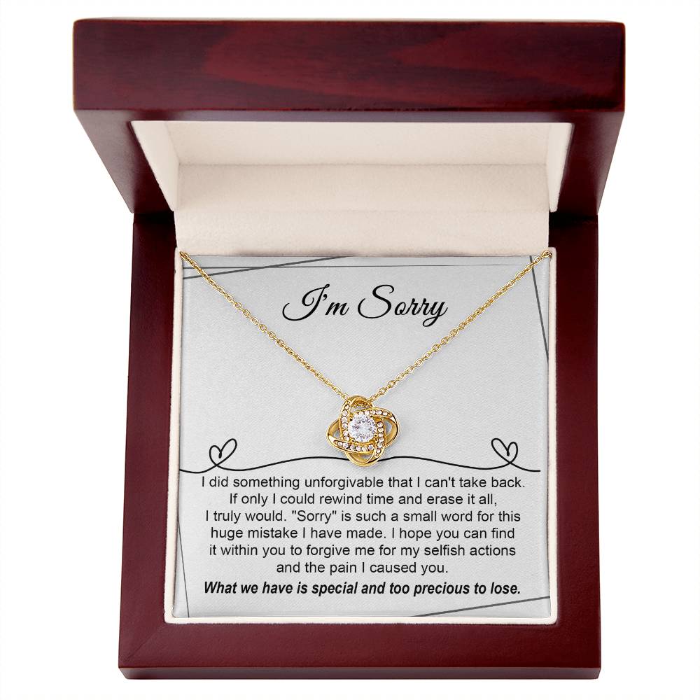 I'm Sorry Gift For Her - Love Knot Necklace - Breaking My Heart