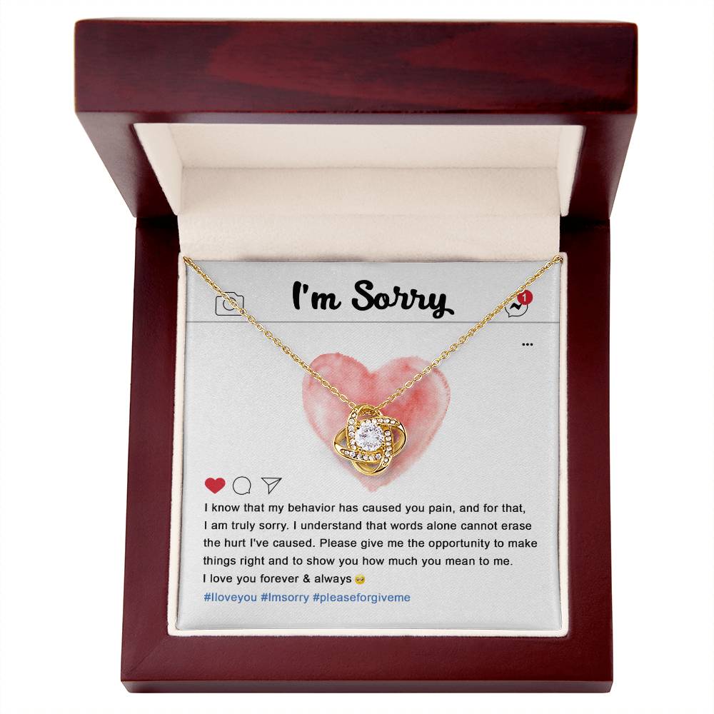 Apology Jewelry Gift - Love Knot Necklace - Cannot Erase