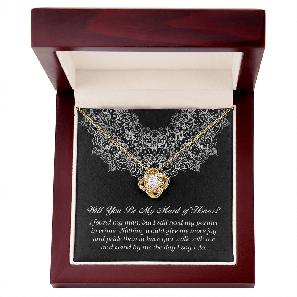 Maid of Honor Gift - Love Knot Necklace - Partner in Crime