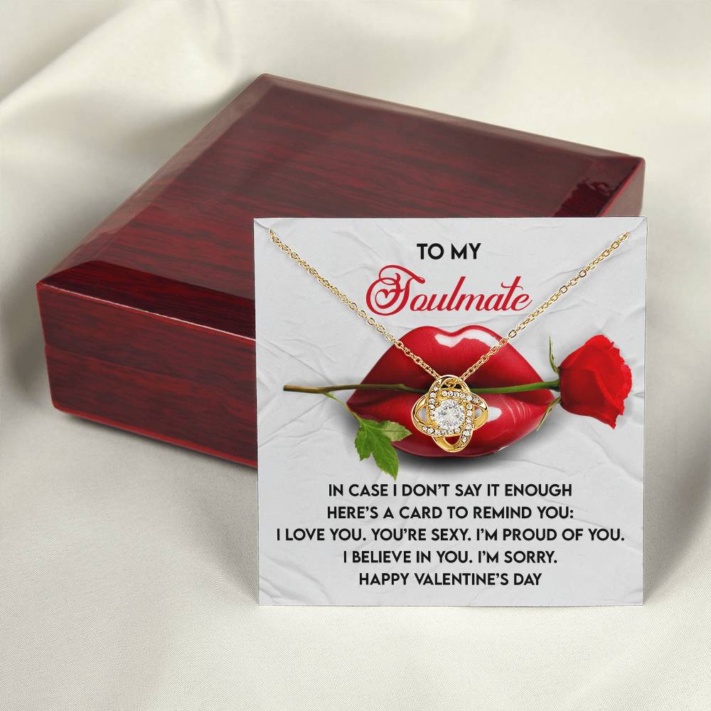To My Soulmate Jewelry Gift - Love Knot Forever Necklace with Heartfelt Message Card From You - Don't Say It