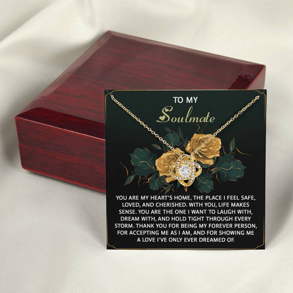 To My Soulmate Jewelry Gift - Love Knot Forever Necklace - Thanks For Being My Forever Person