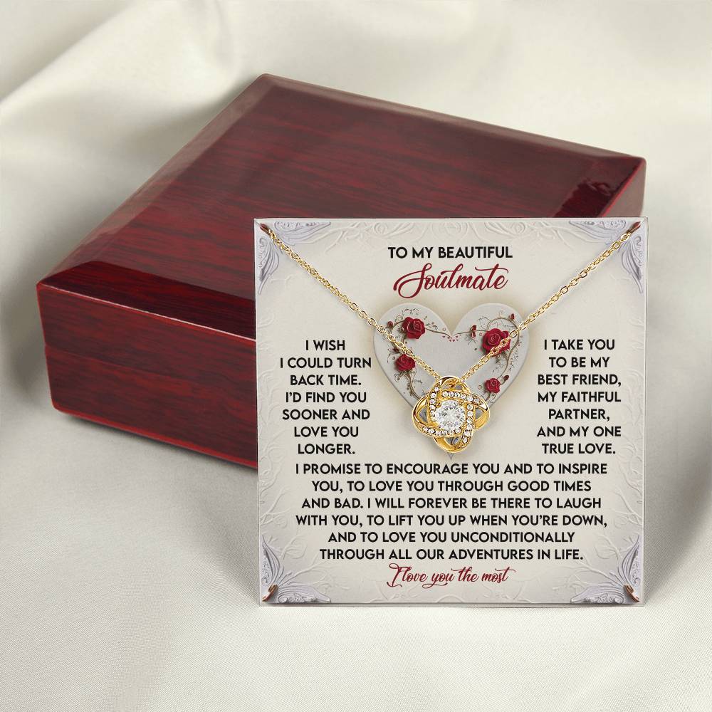 To My Soulmate Jewelry Gift - Love Knot Forever Necklace - Laugh With You