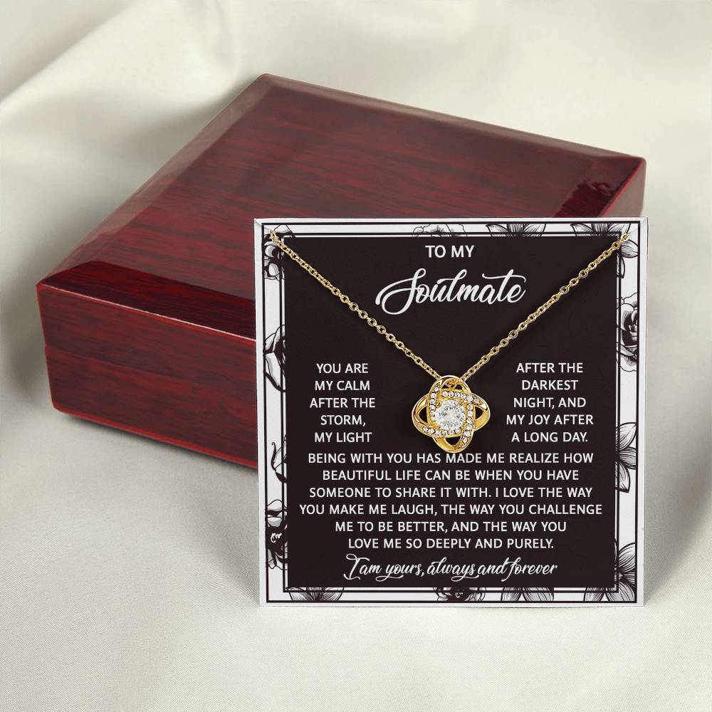 To My Soulmate Jewelry Gift - Love Knot Forever Necklace - Deeply and Purely