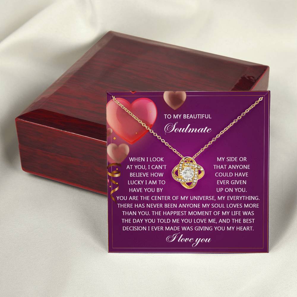 To My Soulmate Jewelry Gift - Love Knot Forever Necklace - My Soul