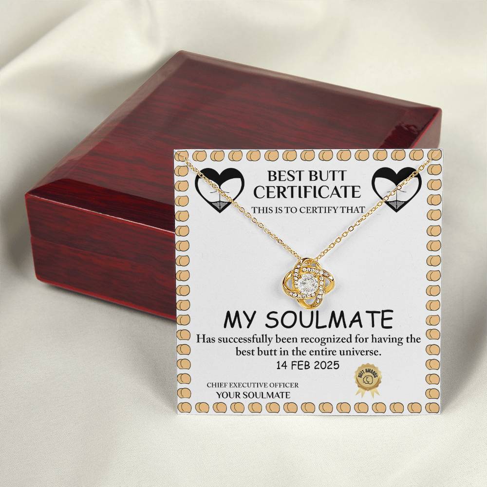 To My Soulmate Jewelry Gift - Love Knot Forever Necklace with Heartfelt Message Card From You -Best Butt