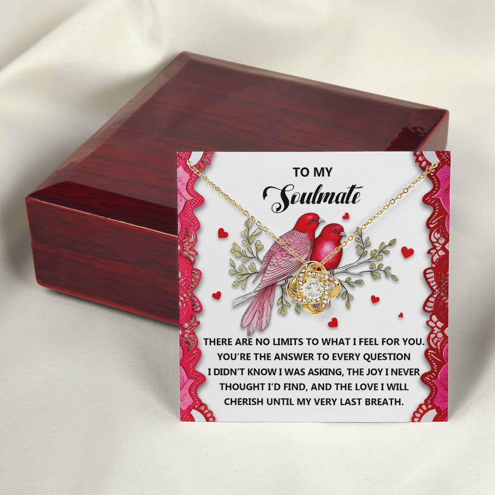 To My Soulmate Jewelry Gift - Love Knot Forever Necklace with Heartfelt Message Card From You - Feel For You