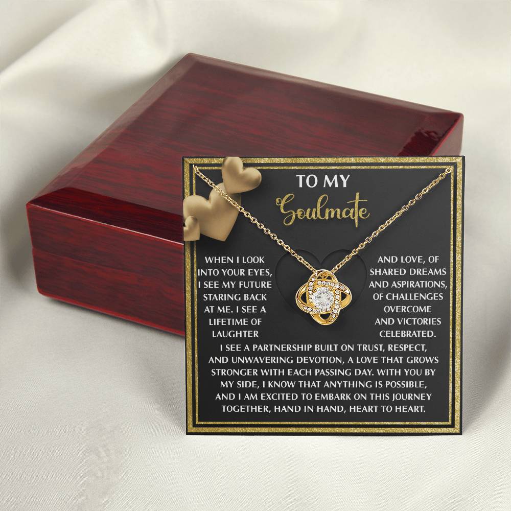 To My Soulmate Jewelry Gift - Love Knot Forever Necklace - Heart To Heart