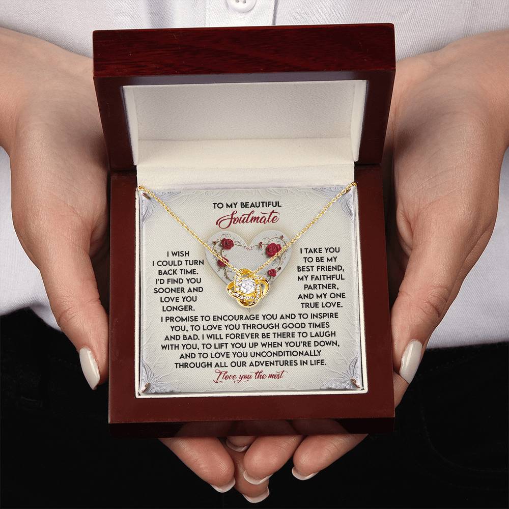 To My Soulmate Jewelry Gift - Love Knot Forever Necklace - Laugh With You