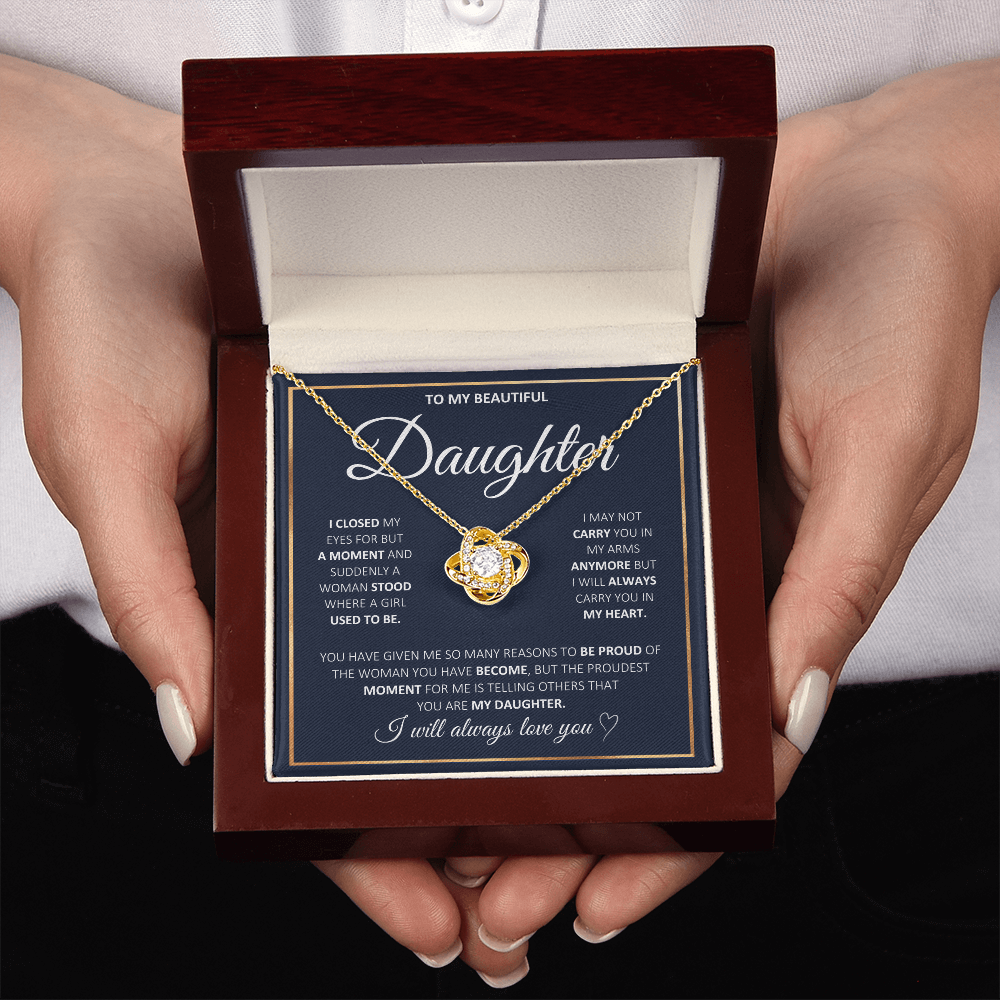 Graduation Gift for Daughter | Love Knot Necklace | “I Will Always Carry You In My Heart” | Meaningful Jewelry Gift