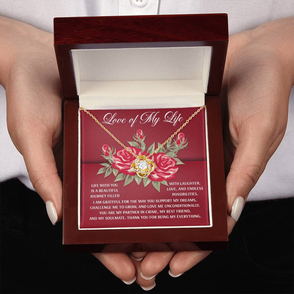To The Love Of My Life Jewelry Gift - Love Knot Forever Necklace with Heartfelt Message Card From You - Endless Possibilities