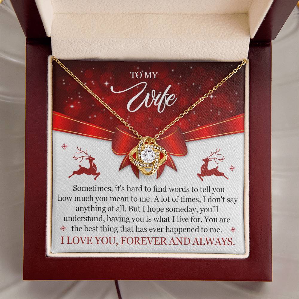 To My Wife For for Christmas - Your Are The Best Thing That Ever Happened To Me -  Love Knot Necklace