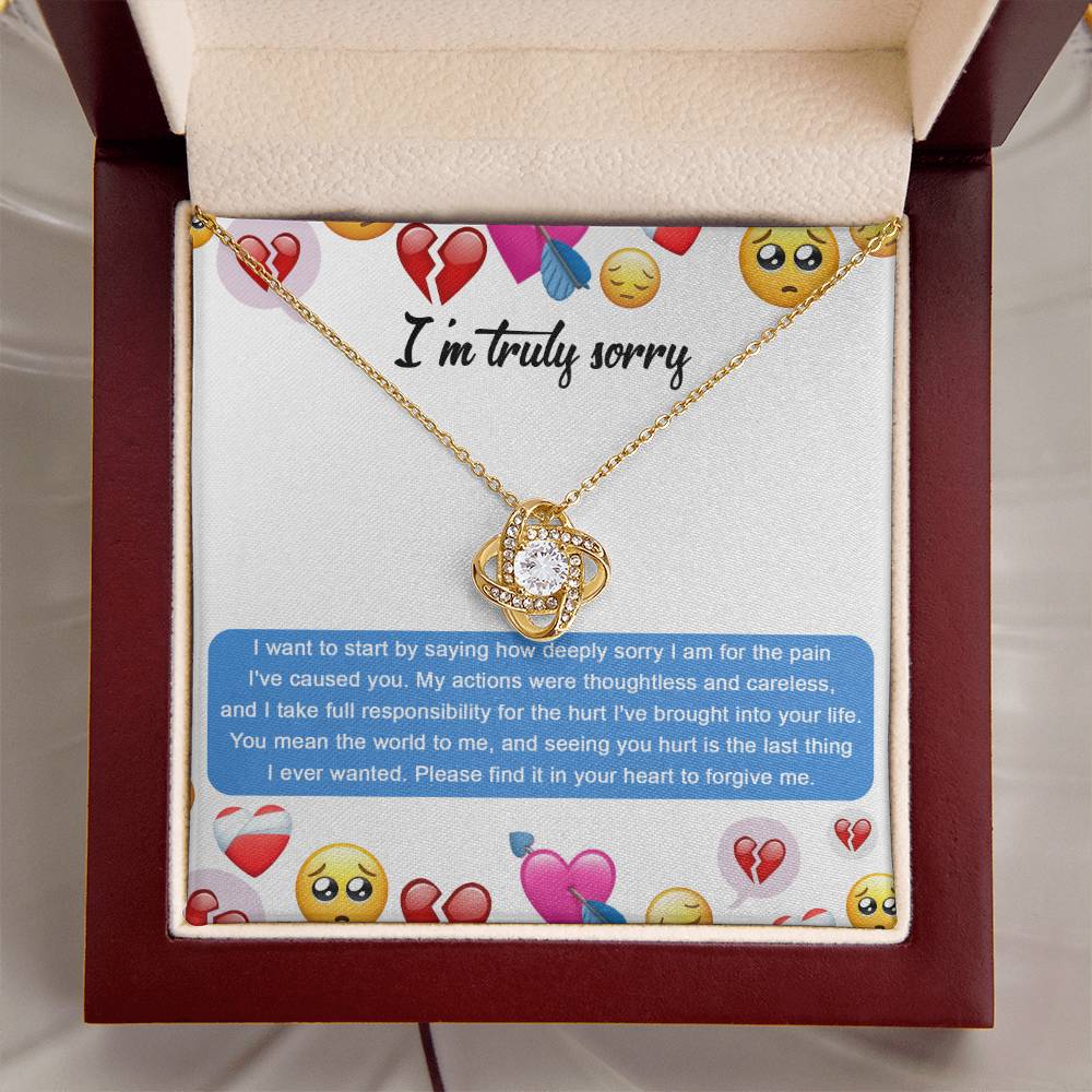 Apology Jewelry Gift - Love Knot Necklace - How Deeply Sorry