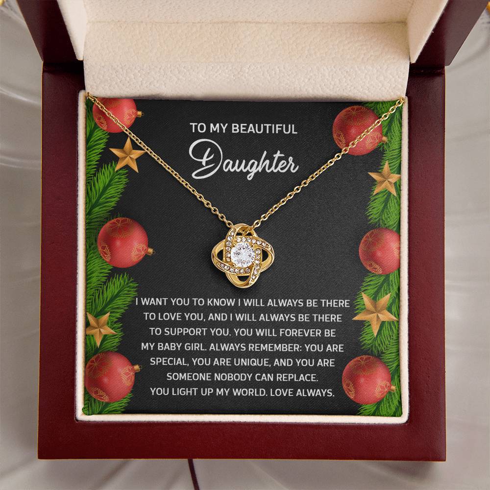 Daughter Jewelry Gift - Love Knot Necklace - Nobody Can Replace