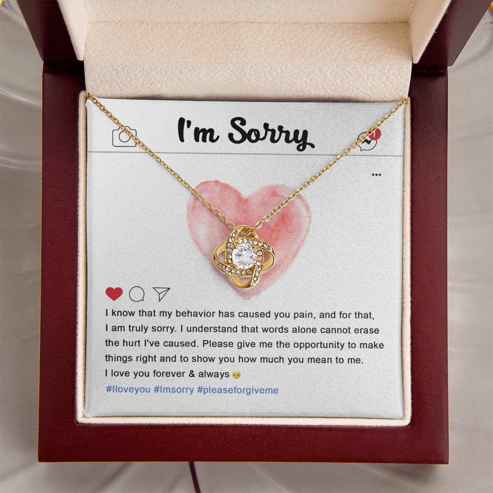 Apology Jewelry Gift - Love Knot Necklace - Cannot Erase