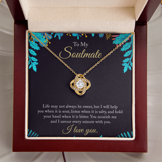 To My Soulmate- Hold Your Hand - Eternal Love Knot Necklace - Price Includes Shipping