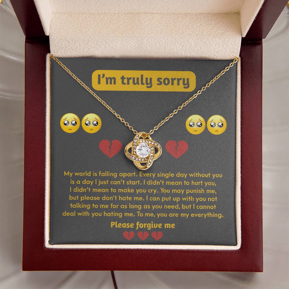 Apology Jewelry Gift - Love Knot Necklace - I Didn't Mean To Make You Cry