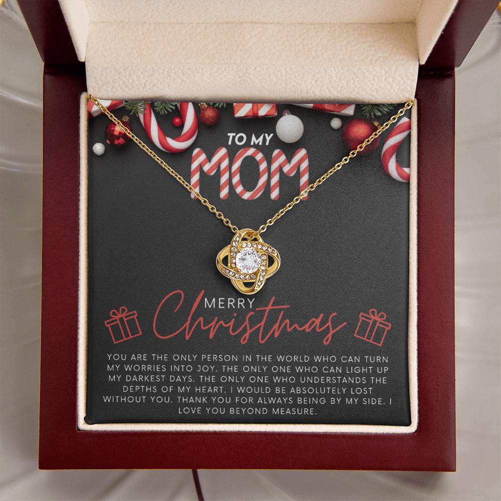 To My Mom Jewelry Gift for Christmas - You Turn My Worries Into Joy - Love Knot Necklace