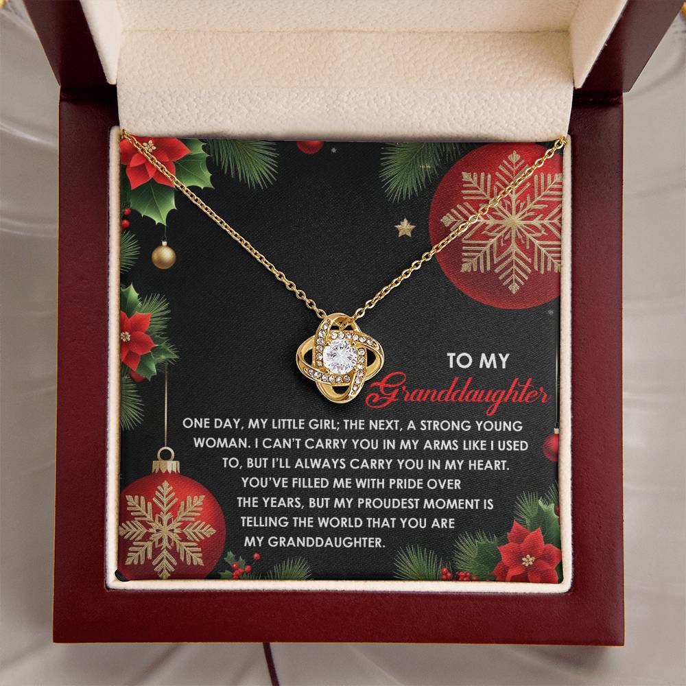 Granddaughter Jewelry Gift - Love Knot Necklace - Proudest Moment