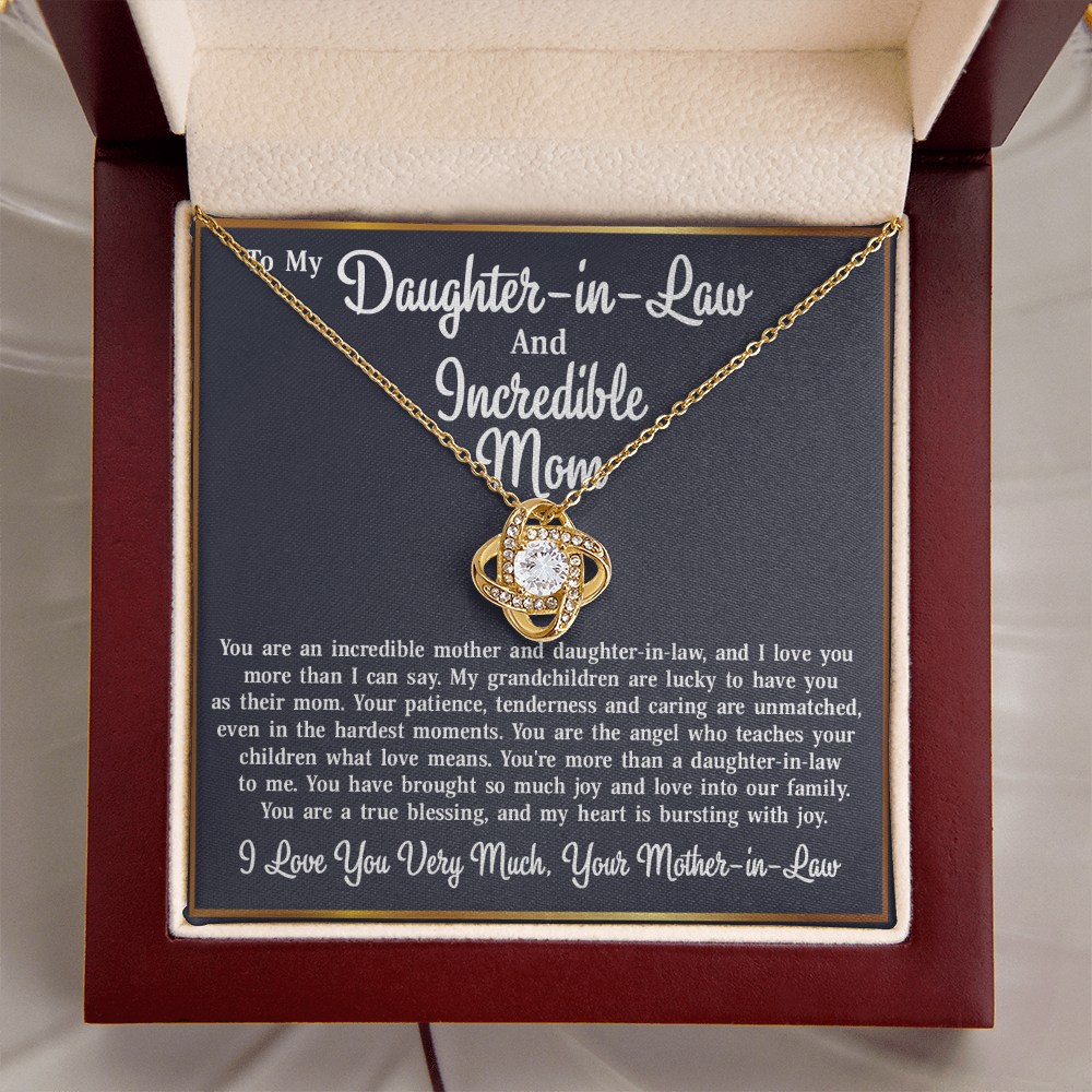To My Daughter-in-Law From Mother-in-Law - Love Knot Necklace Jewelry Gift - Incredible Mother and Daughter in Law