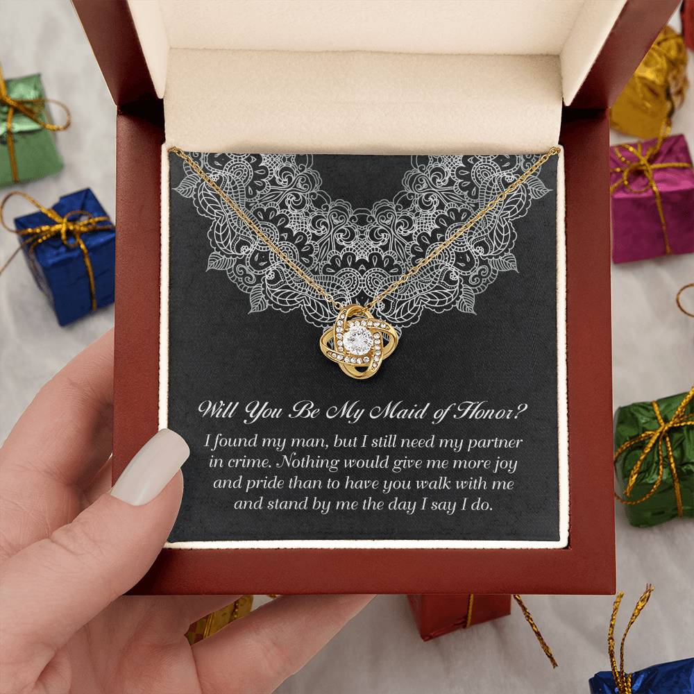 Maid of Honor Gift - Love Knot Necklace - Partner in Crime