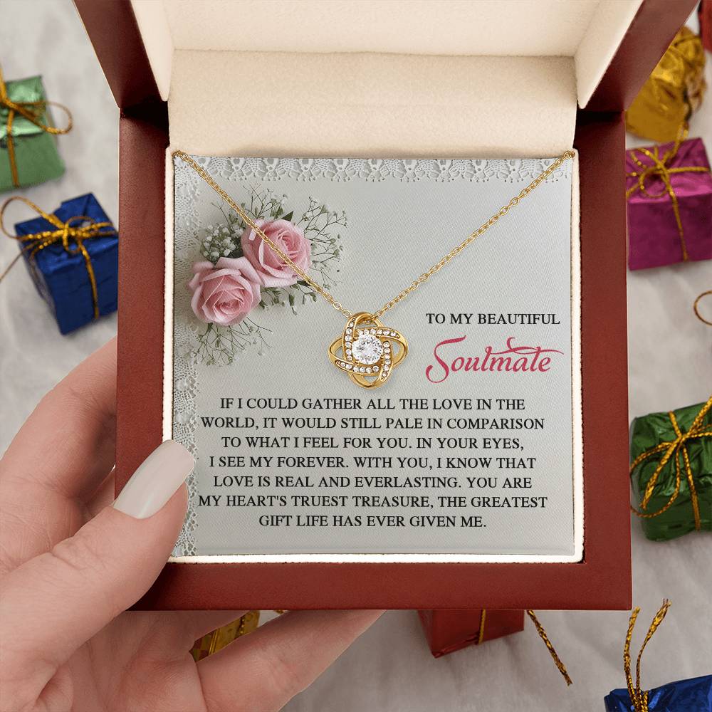 To My Soulmate Jewelry Gift - Love Knot Forever Necklace with Heartfelt Message Card From You - Given Me