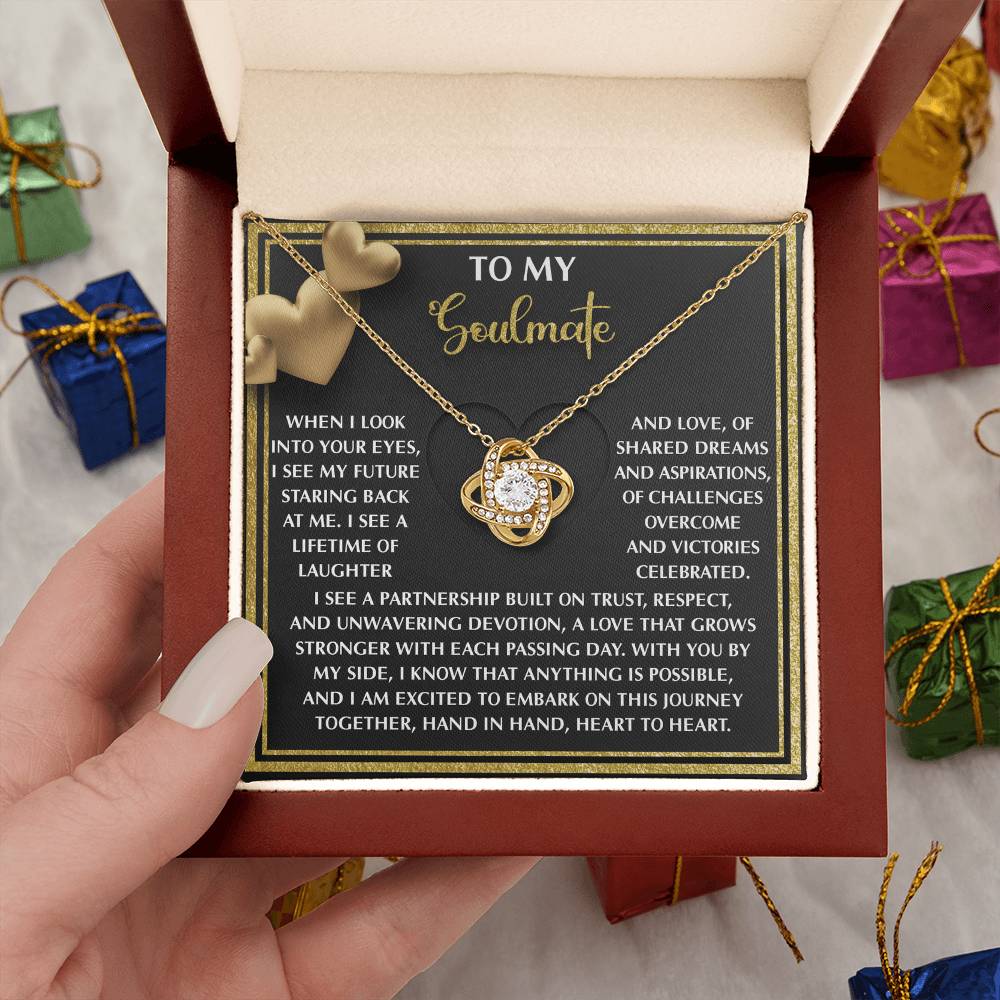 To My Soulmate Jewelry Gift - Love Knot Forever Necklace - Heart To Heart