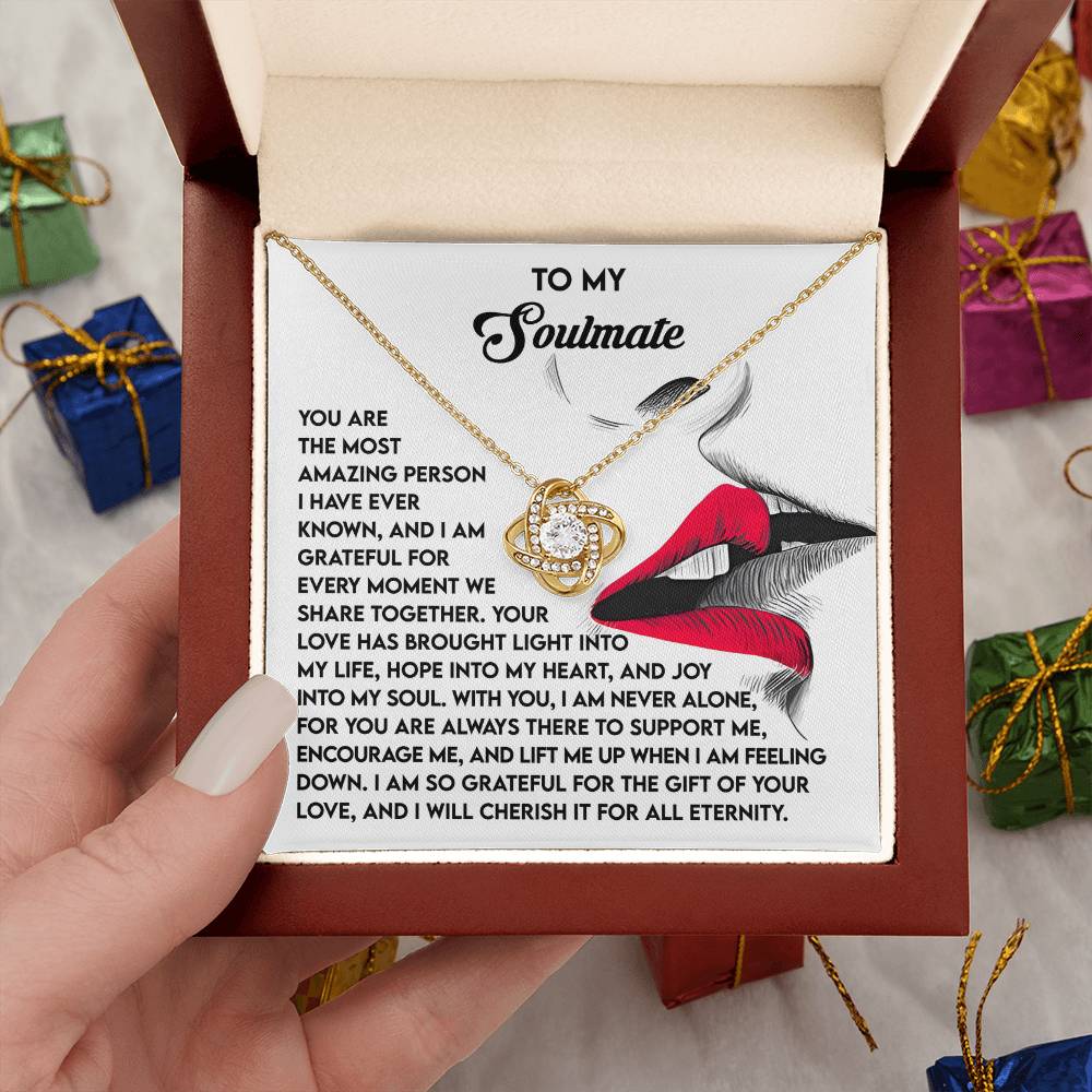 To My Soulmate Jewelry Gift - You Lift Me Up - Love Knot Necklace