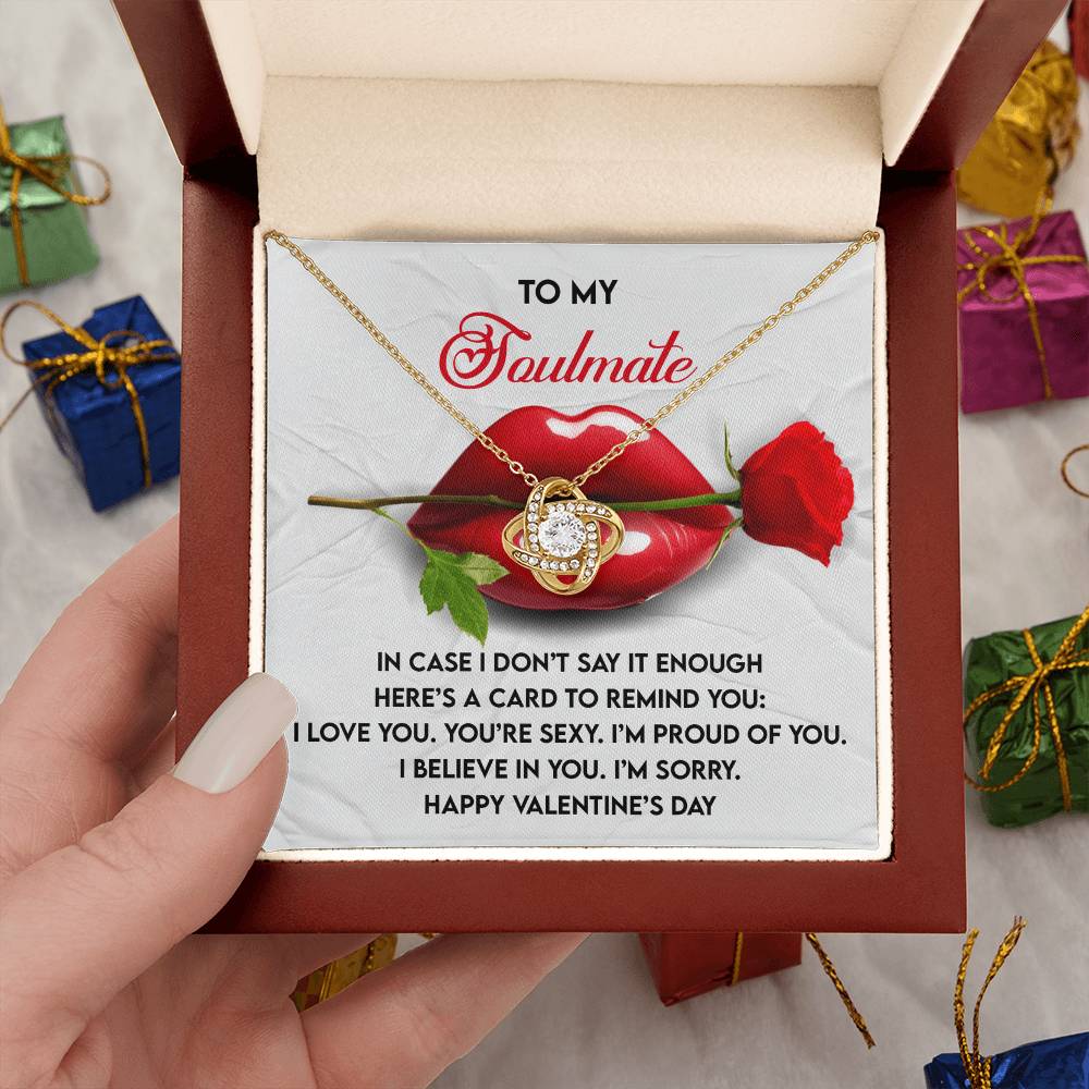 To My Soulmate Jewelry Gift - Love Knot Forever Necklace with Heartfelt Message Card From You - Don't Say It