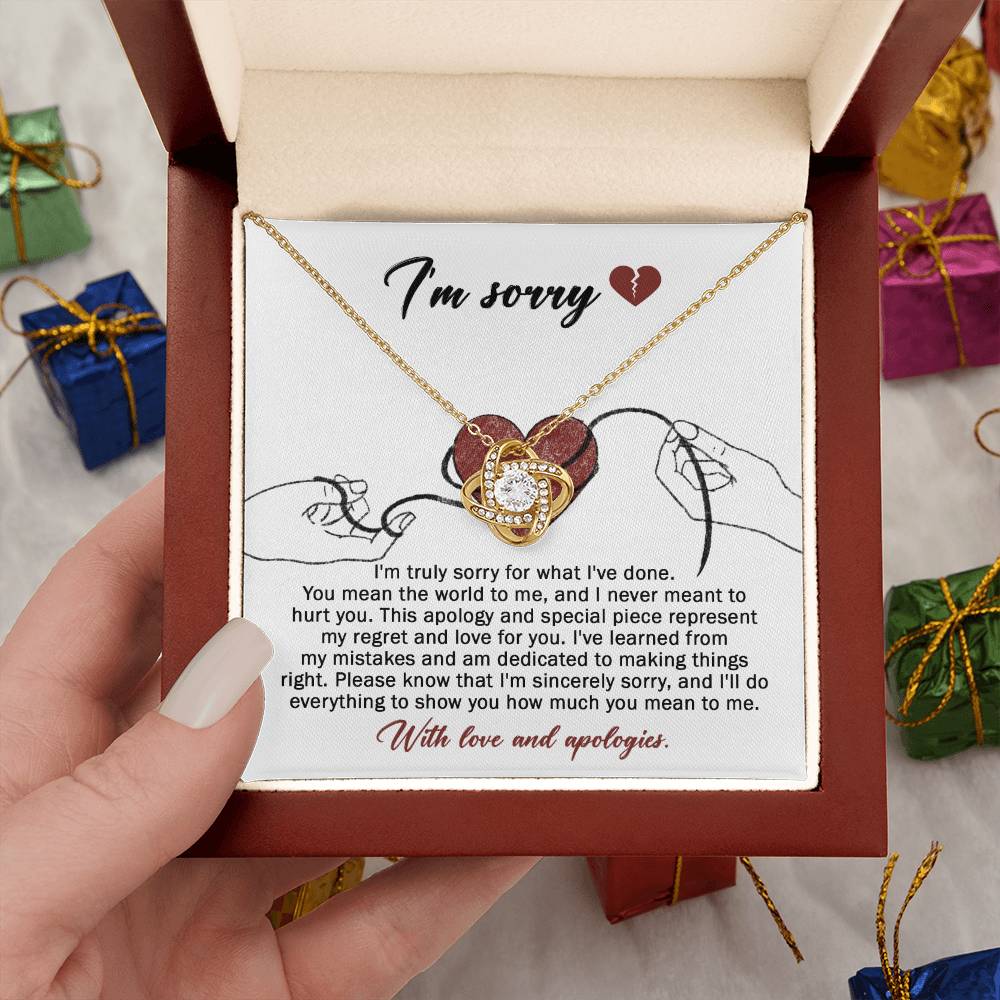 I'm Sorry Gift For Her - Love Knot Necklace - Mean The World To Me