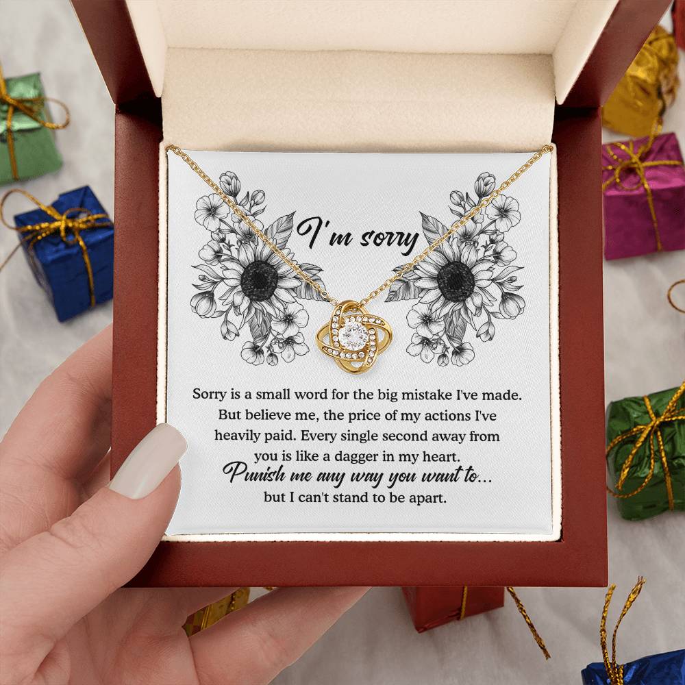 I'm Sorry Gift - Love Knot Necklace - Small Word