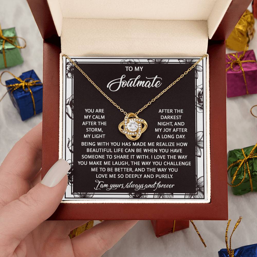 To My Soulmate Jewelry Gift - Love Knot Forever Necklace - Deeply and Purely