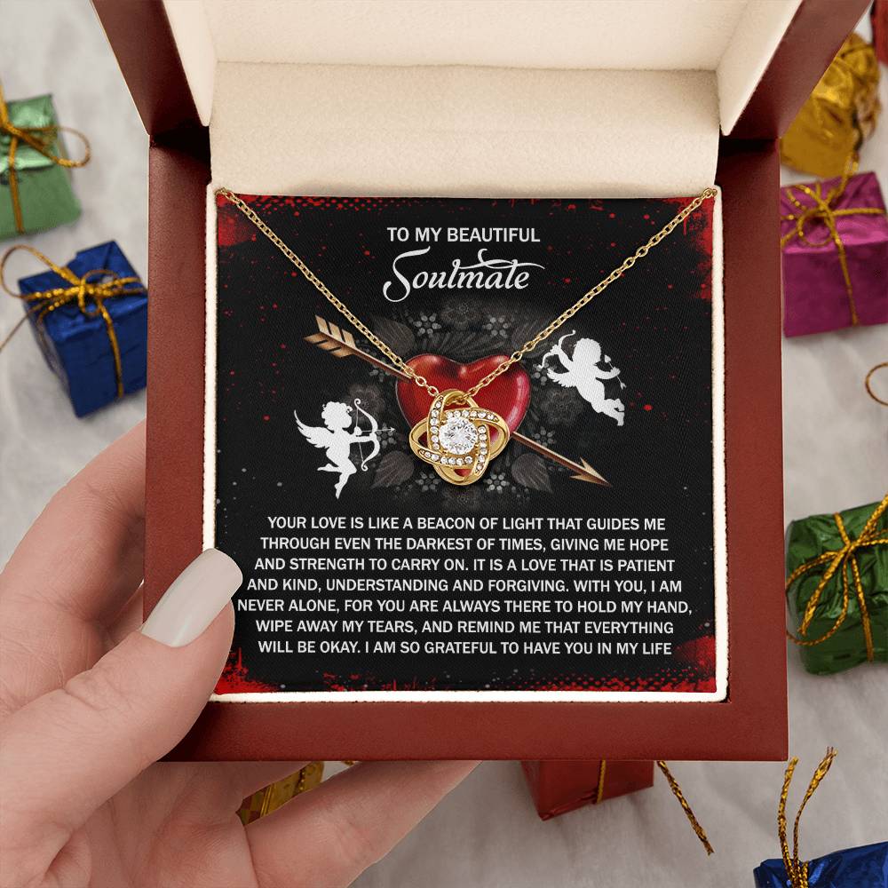 To My Soulmate Jewelry Gift - So Grateful To Have You In My Life- Love Knot Necklace