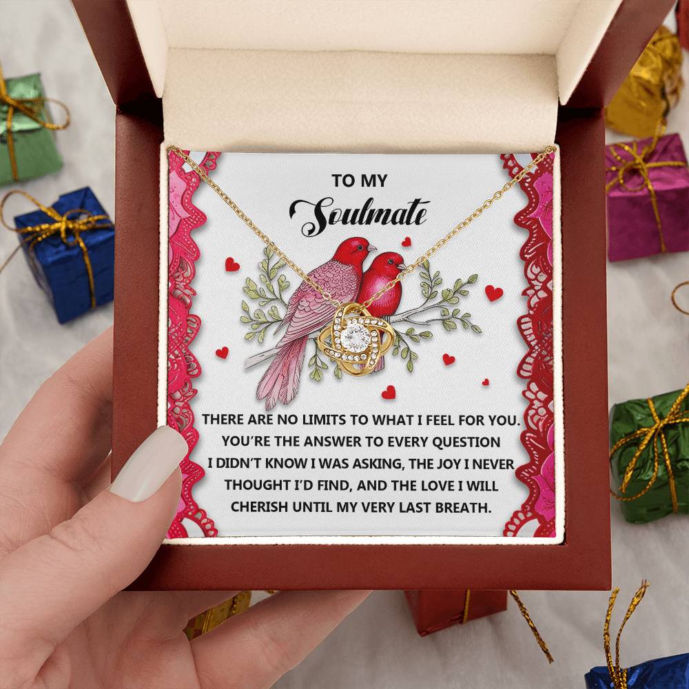 To My Soulmate Jewelry Gift - Love Knot Forever Necklace with Heartfelt Message Card From You - Feel For You