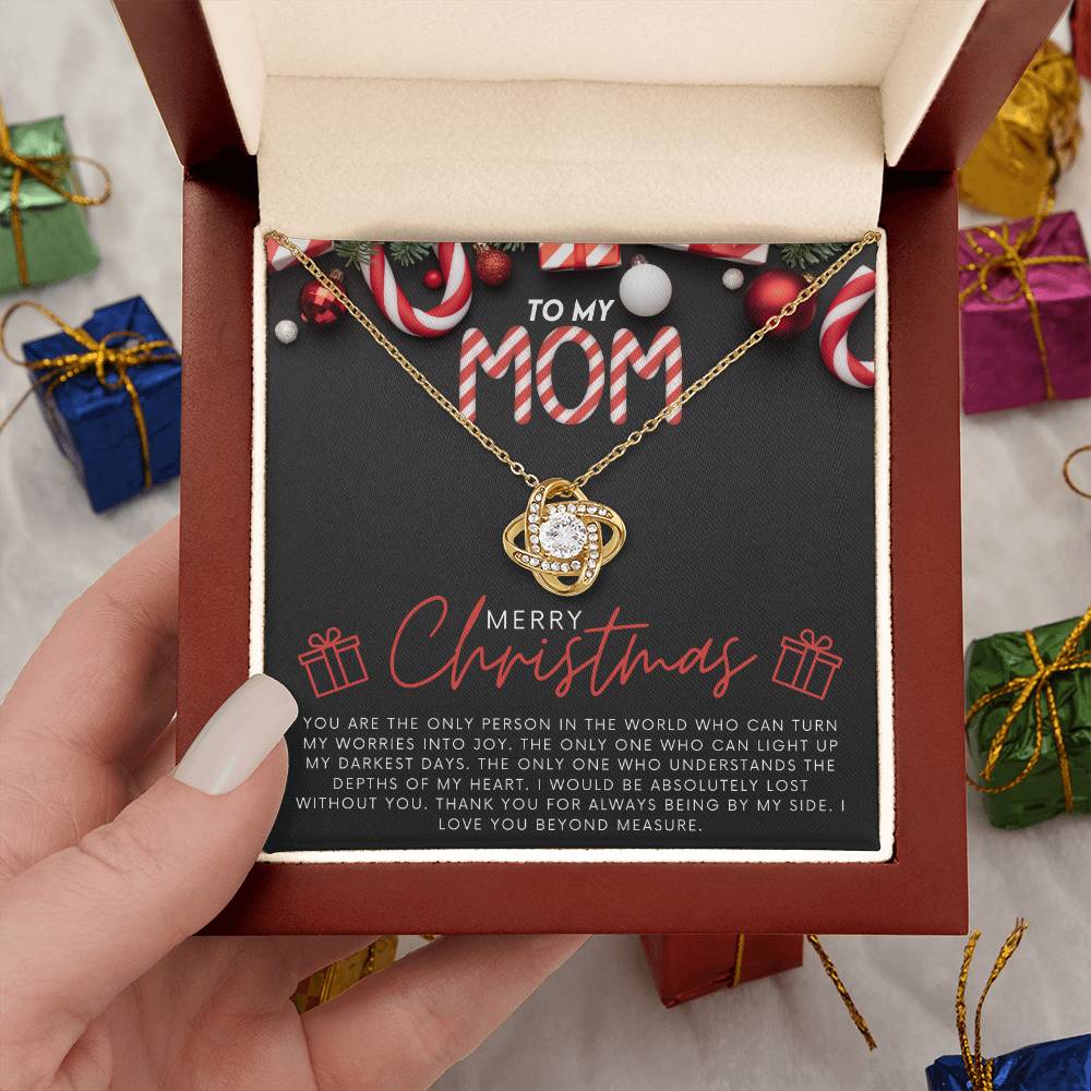 To My Mom Jewelry Gift for Christmas - You Turn My Worries Into Joy - Love Knot Necklace