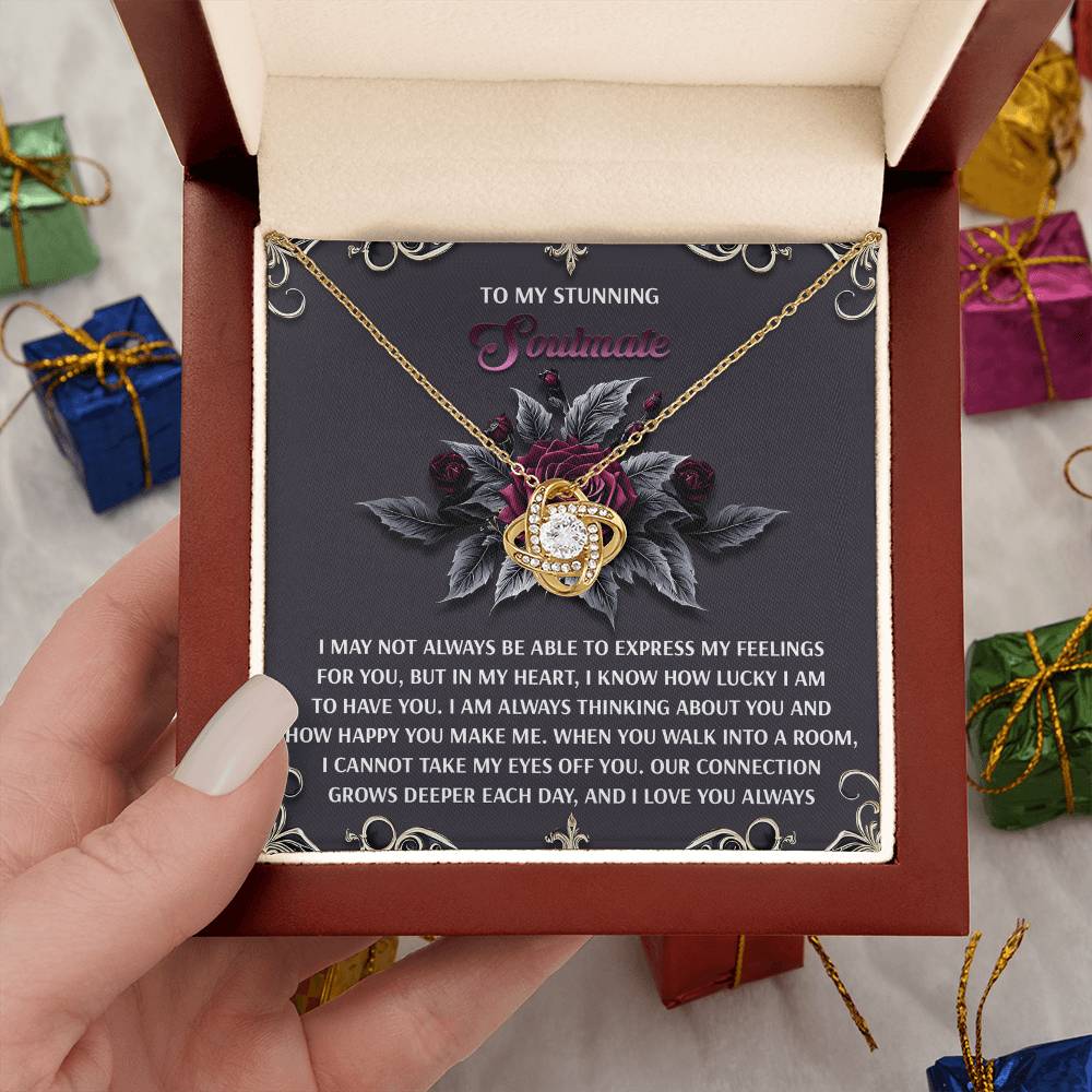 To My Soulmate Jewelry Gift - Love Knot Forever Necklace - I Cannot Keep My Eyes Off You