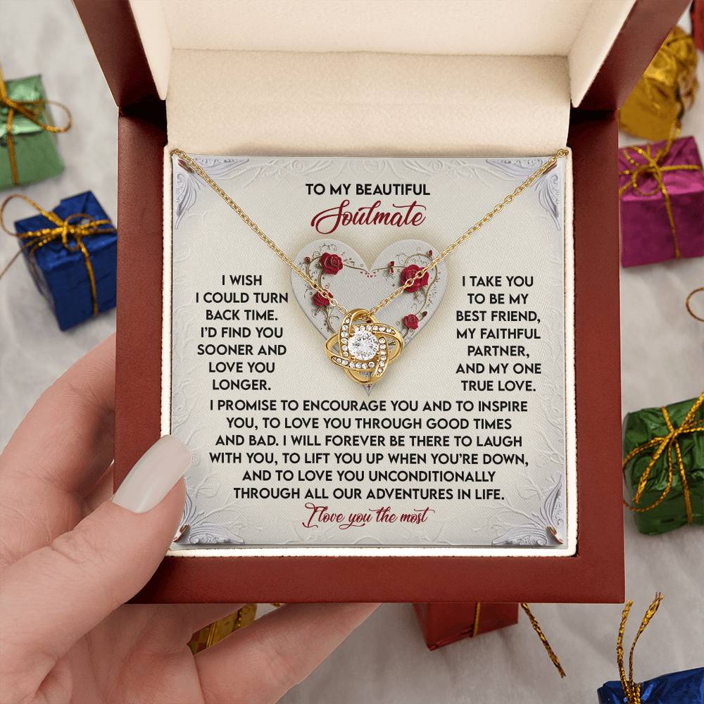 To My Soulmate Jewelry Gift - Love Knot Forever Necklace - Laugh With You