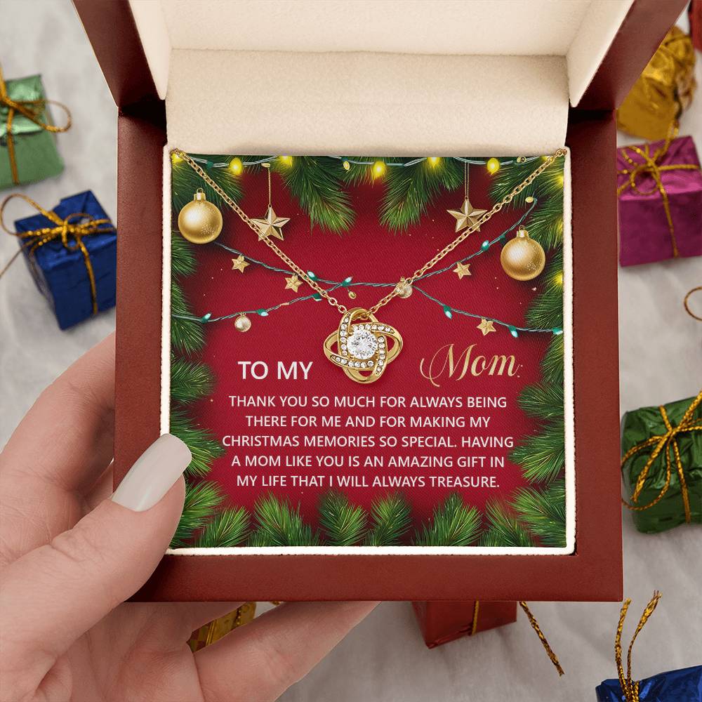 To My Mom Jewelry Gift - Christmas Memories -  Love Knot Necklace