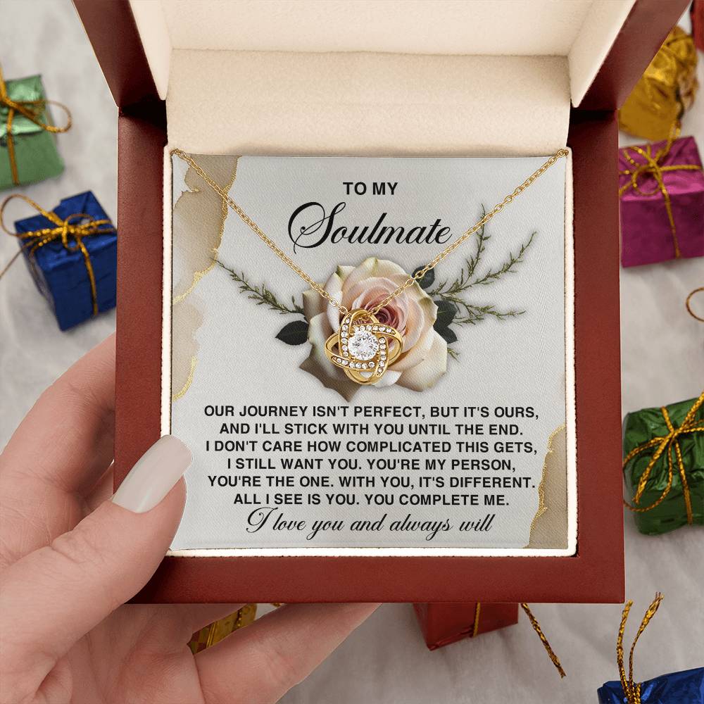 To My Soulmate Jewelry Gift - You Complete Me - Love Knot Necklace