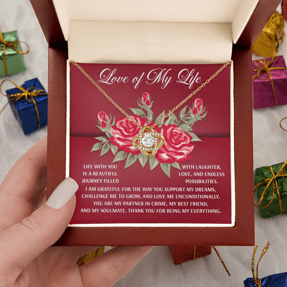 To The Love Of My Life Jewelry Gift - Love Knot Forever Necklace with Heartfelt Message Card From You - Endless Possibilities