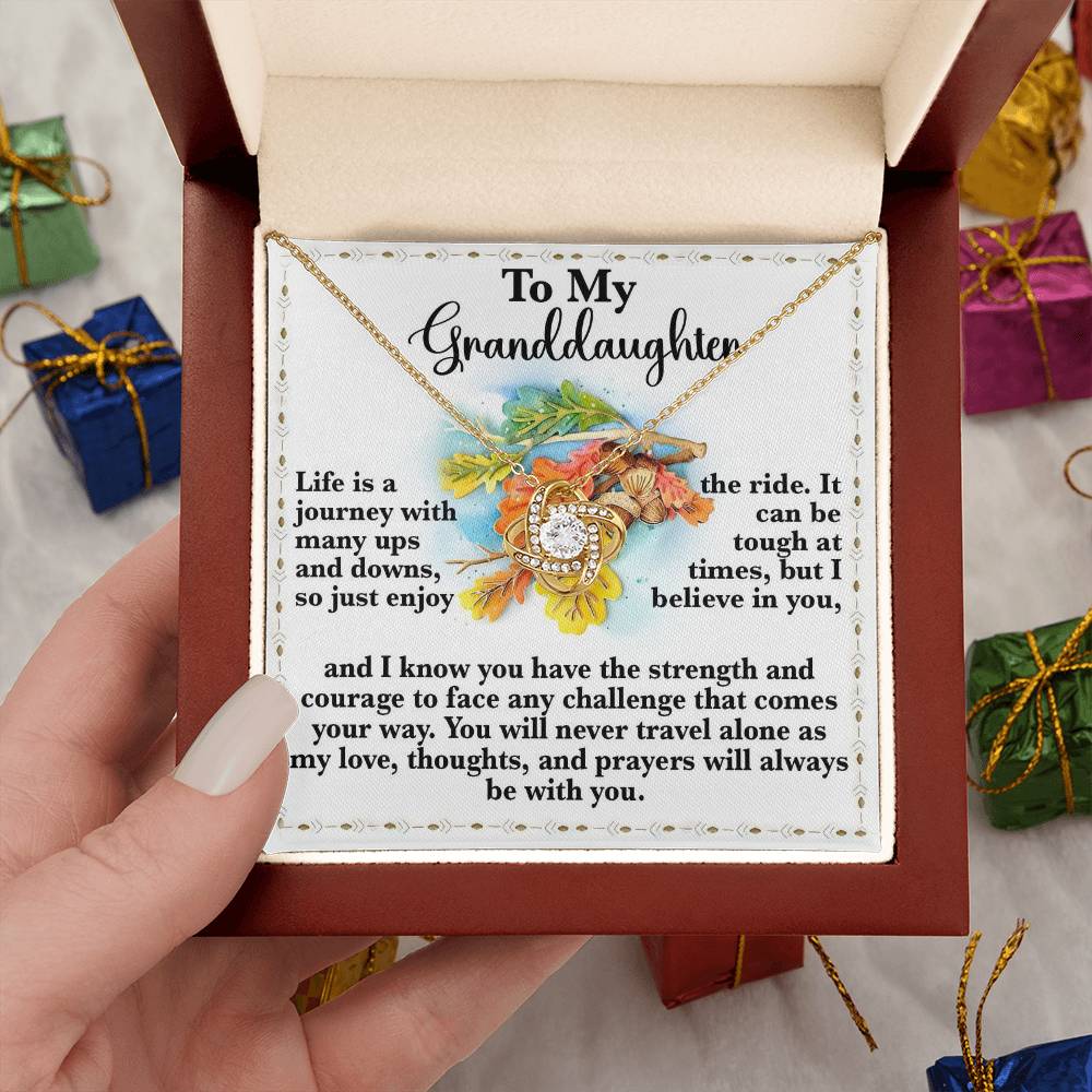 To My Daughter Jewelry Gift - You'll Never Travel Alone, I'll Always Be With You - Love Knot Necklace