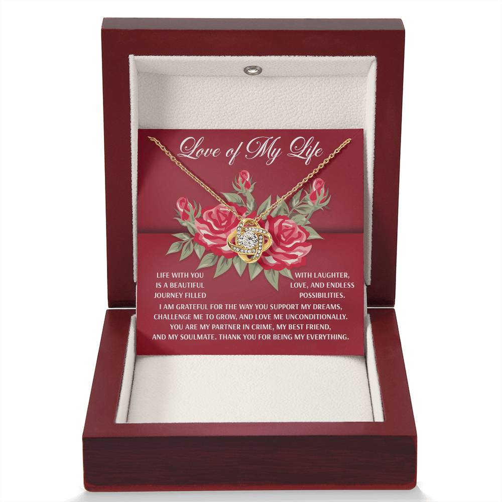To The Love Of My Life Jewelry Gift - Love Knot Forever Necklace with Heartfelt Message Card From You - Endless Possibilities