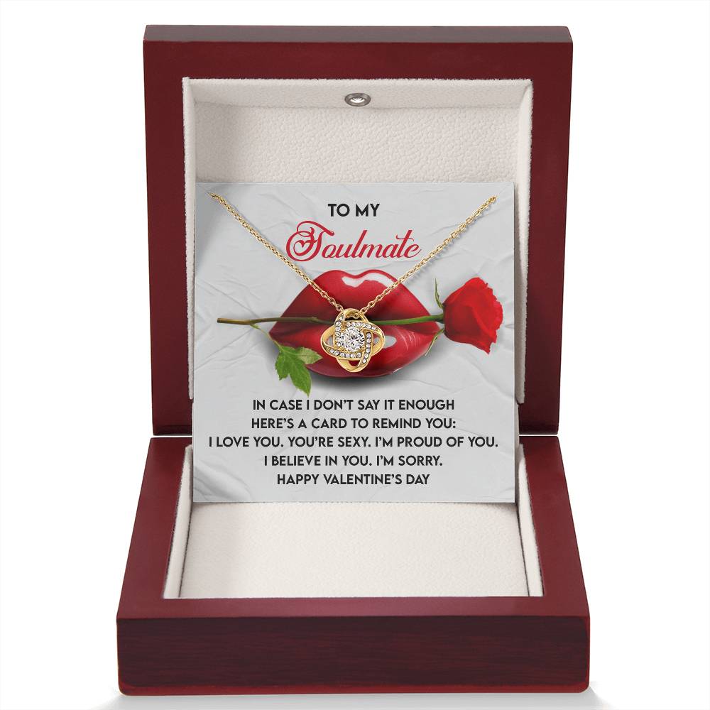 To My Soulmate Jewelry Gift - Love Knot Forever Necklace with Heartfelt Message Card From You - Don't Say It