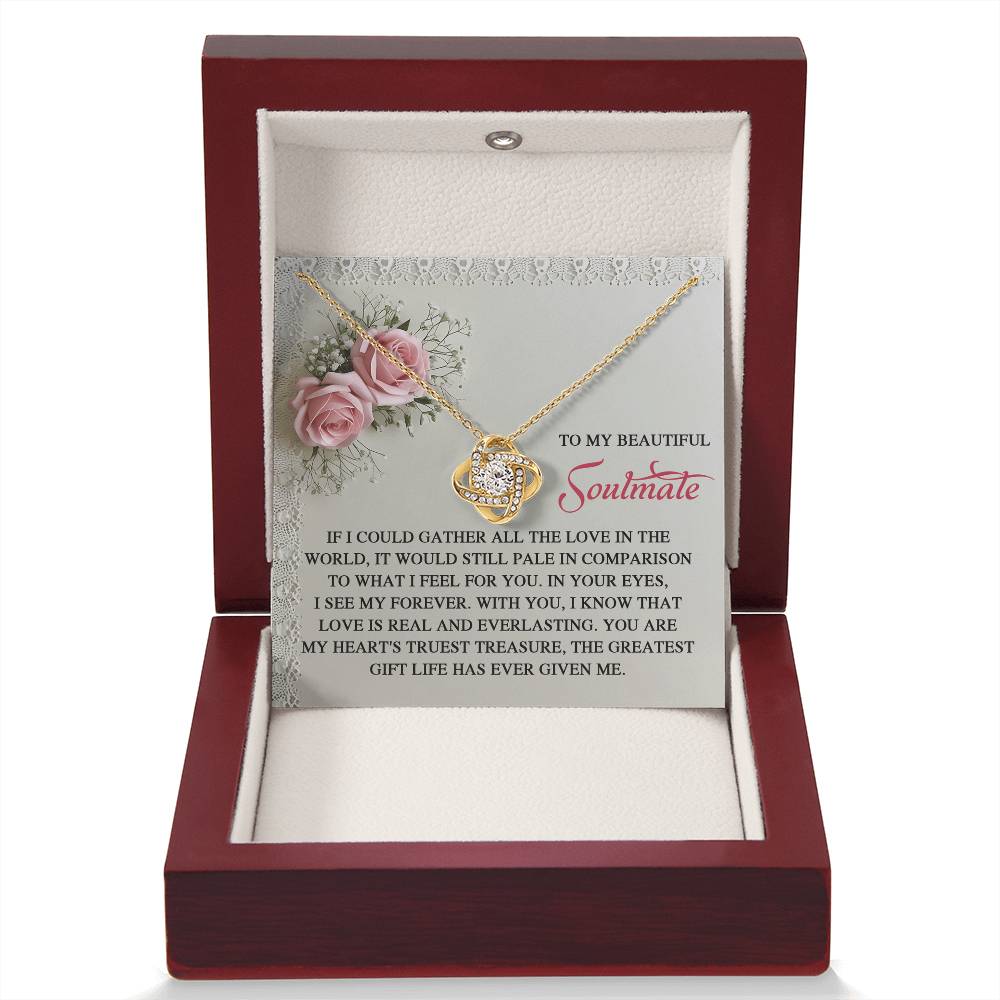To My Soulmate Jewelry Gift - Love Knot Forever Necklace with Heartfelt Message Card From You - Given Me