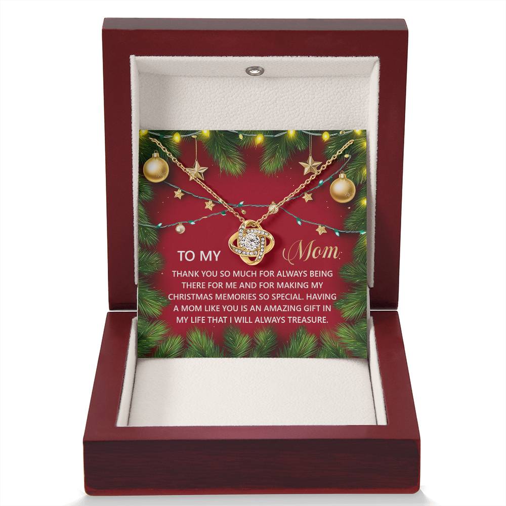 To My Mom Jewelry Gift - Christmas Memories -  Love Knot Necklace