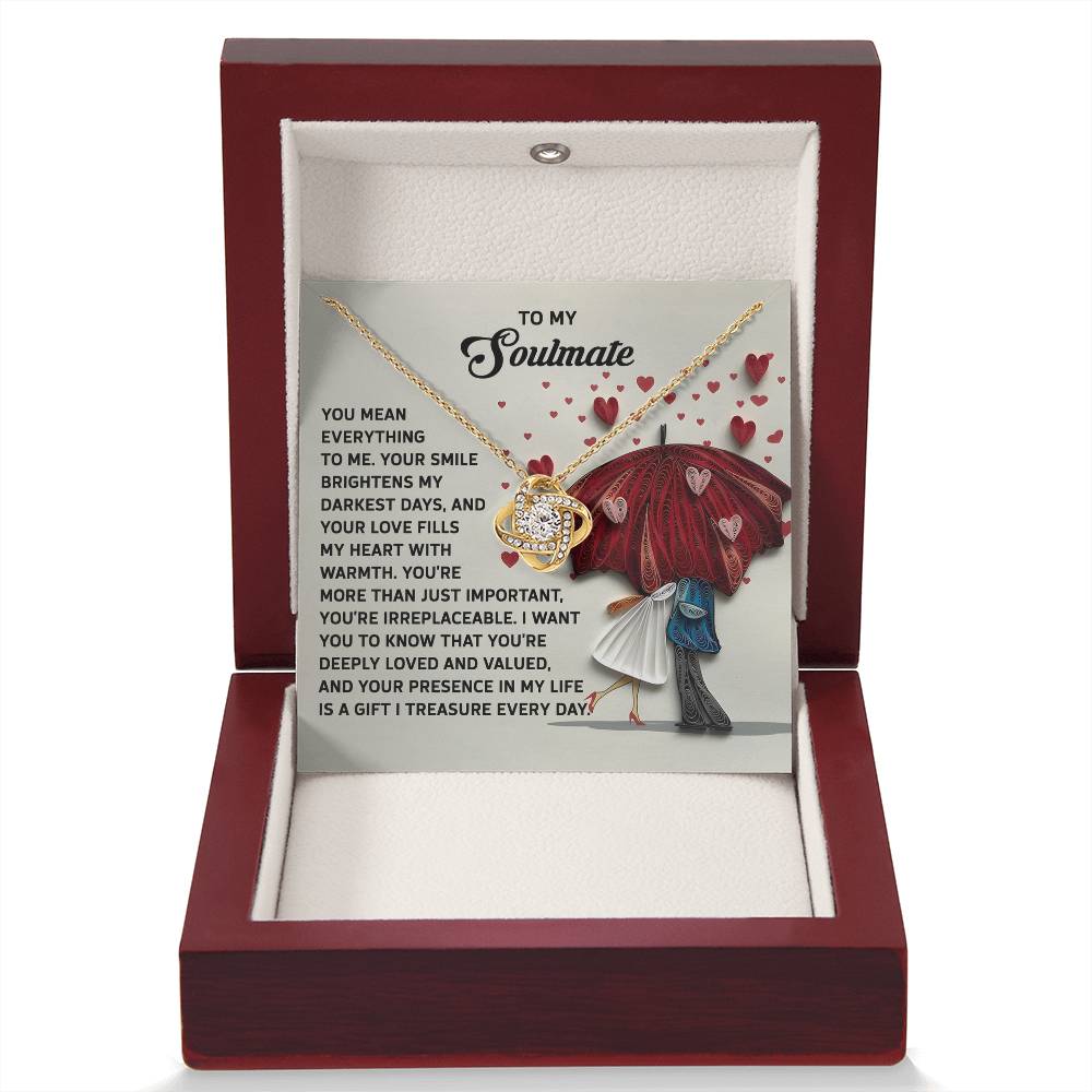 To My Soulmate Jewelry Gift - Deeply Loved - Love Knot Necklace