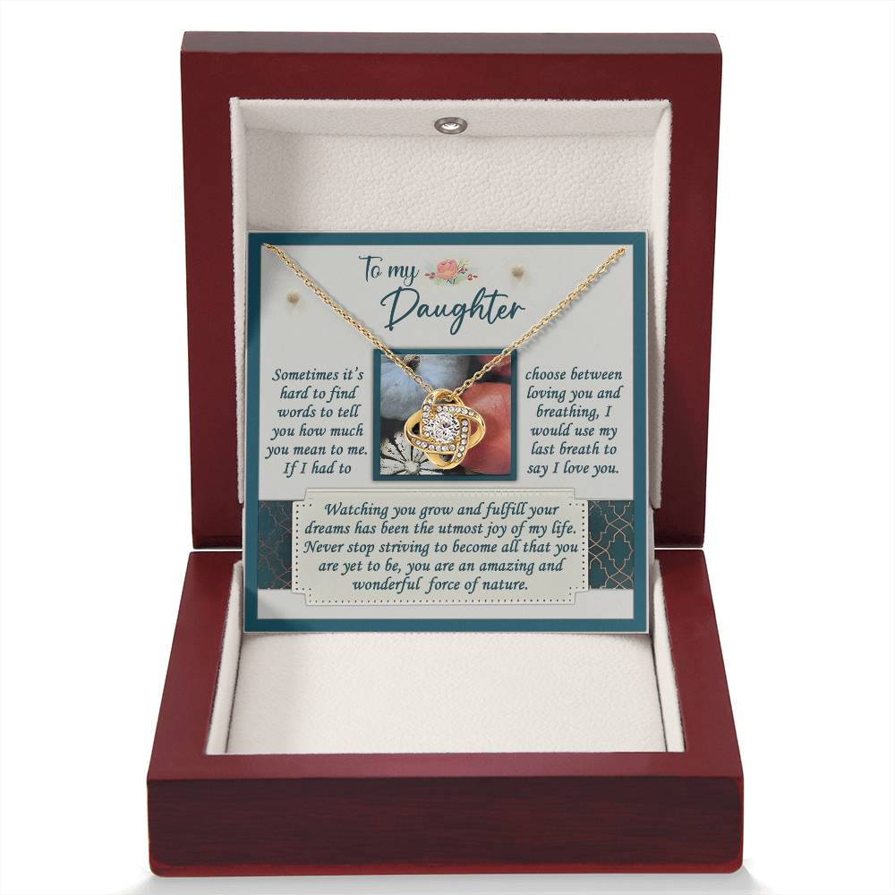 To My Daughter Jewelry Gift - You're A Force Of Nature - Love Knot Necklace