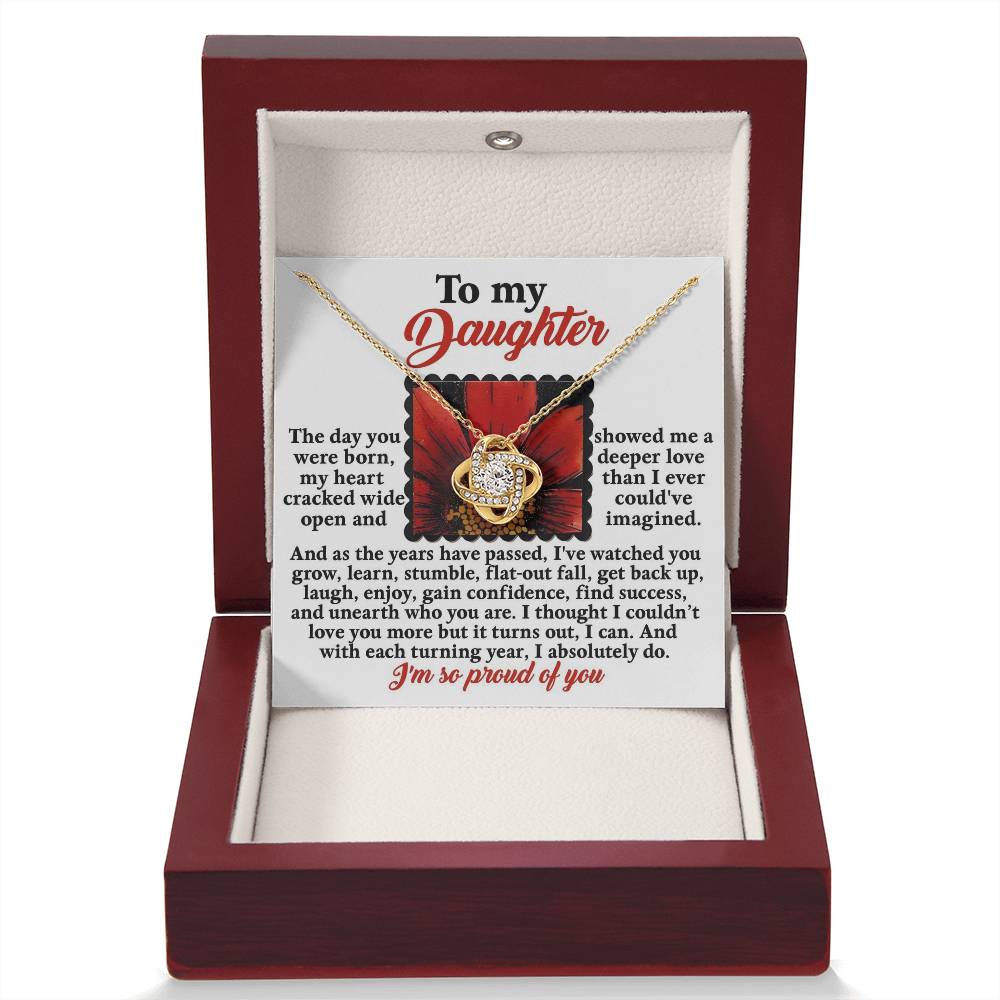 To My Daughter Jewelry Gift -A Deeper Love - Love Knot Necklace