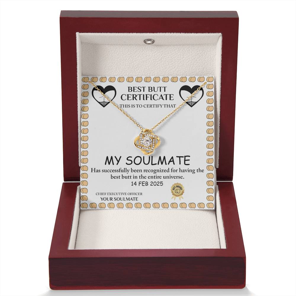 To My Soulmate Jewelry Gift - Love Knot Forever Necklace with Heartfelt Message Card From You -Best Butt
