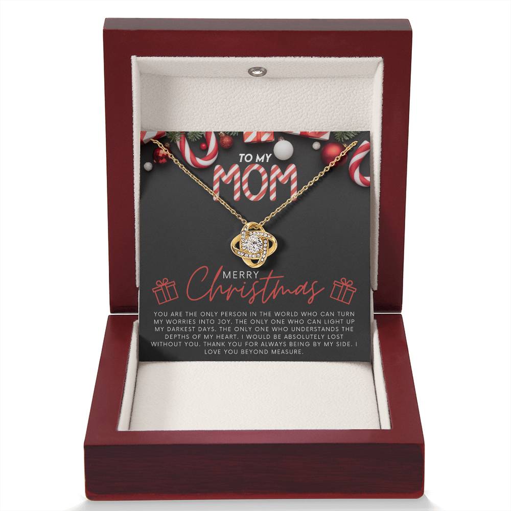 To My Mom Jewelry Gift for Christmas - You Turn My Worries Into Joy - Love Knot Necklace