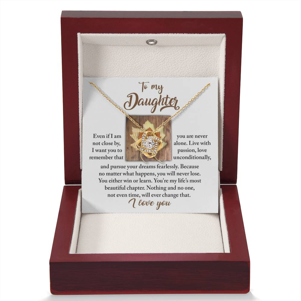 To My Daughter Jewelry Gift - Live With Passion, Love Unconditionally - Love Knot Necklace